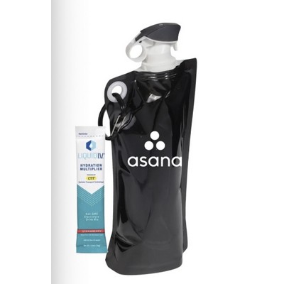 Collapsible Water Bottle with Liquid IV Hydrate Stick