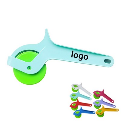 Nonstick-Safe Ergonomic Pizza Cutter with Plastic Blade (Finger Guard, Hanging Hole)